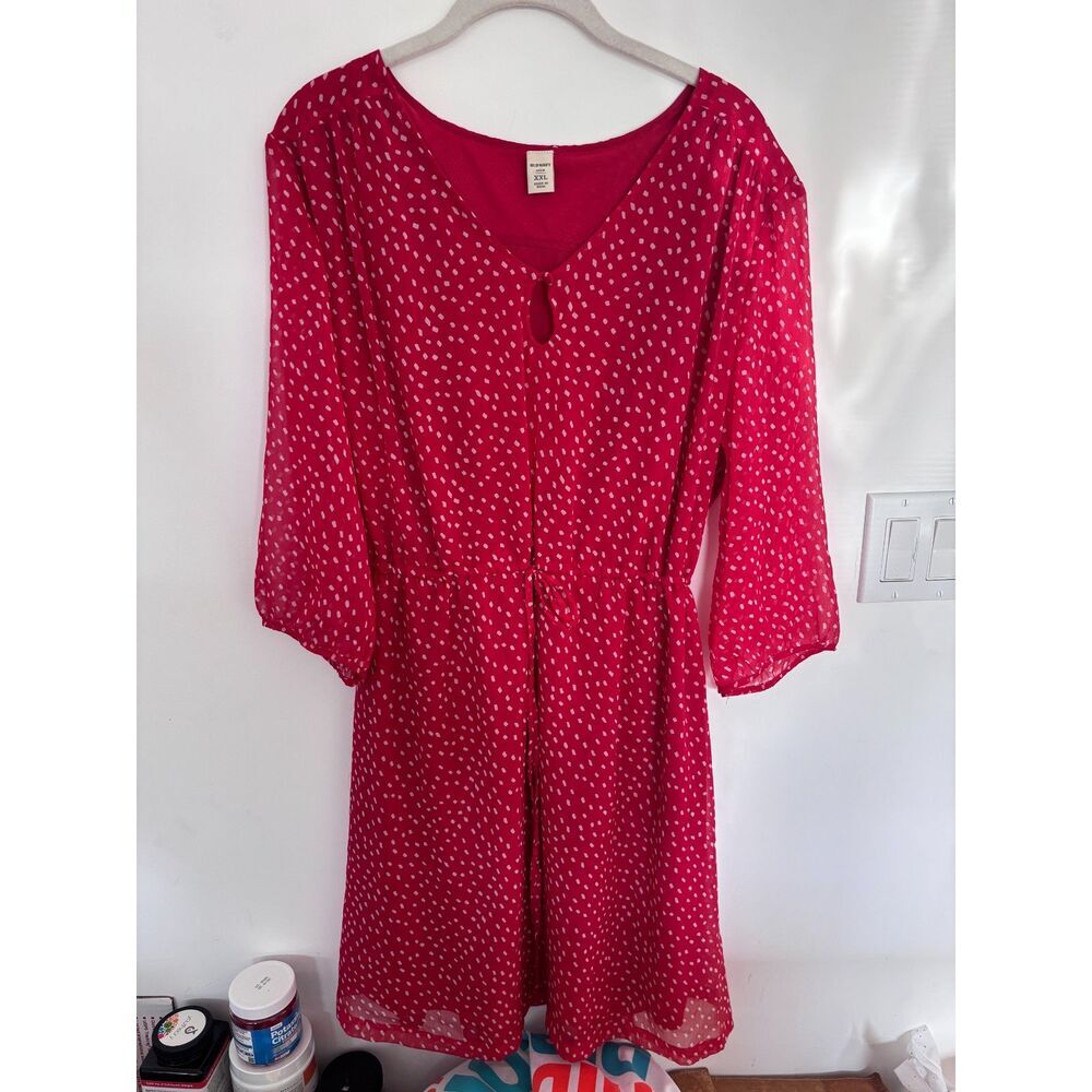Old Navy Red White Polka Dot Dress Women’s XXL Casual Midi Mini